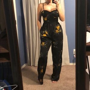 Black floral jumpsuit
